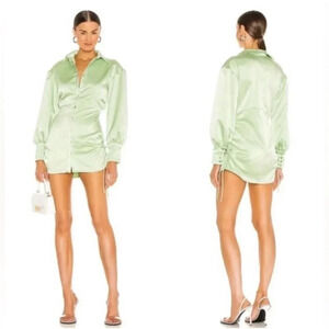 Danielle Quizio sage satin mini dress
